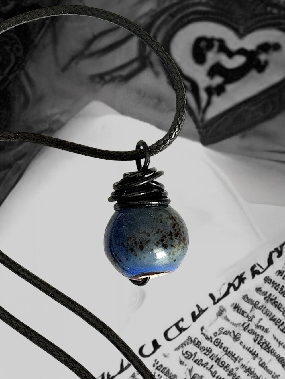 5 For $25💫Handcrafted Blue Ceramic Orb Pendant Necklace